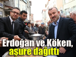 Erdoğan ve Köken, aşure dağıttı