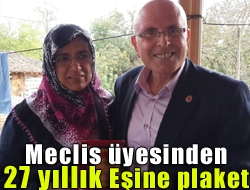 Meclis üyesi Çetinden eşine plaket