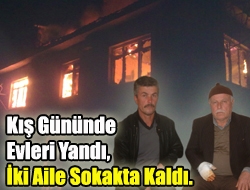 Kış gününde evleri yandı, iki aile sokakta kaldı