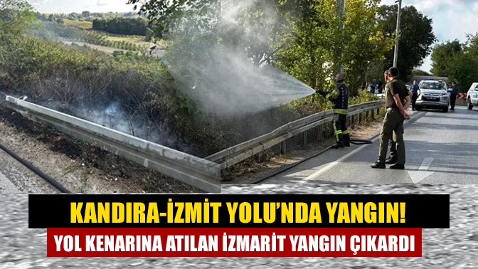 Kandıra-İzmit Yolu’nda yangın! Yol kenarına atılan izmarit yangın çıkardı