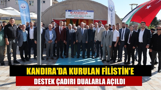 Kandıra'da kurulan Filistin'e destek çadırı dualarla açıldı