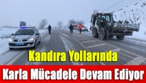 Kandıra yollarında karla mücadele devam ediyor