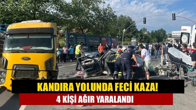 Kandıra yolunda feci kaza! 4 kişi ağır yaralandı