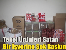 Kandıra'da tekel ürünleri satan bir iş yerinde el yapımı sigara