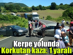 Kandıra-Kerpe yolu üzerinde iki aracın kafa kafaya çarpışması yürekleri ağza