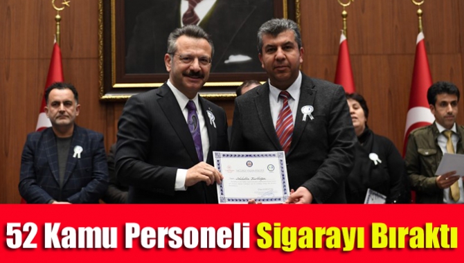 ‘Kamu Görevlileri Sigarayı Bırakıyor’ projesi kapsamında sigarayı bırakan 52 kamu