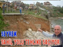 Seyrek sahil yolu tehlike saçıyor Kandıra Seyrek sahil yolunun önceki aylarda aşırı yağış sonrasında caddelerden