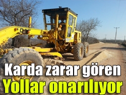 Kandıra Belediyesi ekipleri kar yağışından dolayı bozulan Safalı, Hacımazlı, Bollu