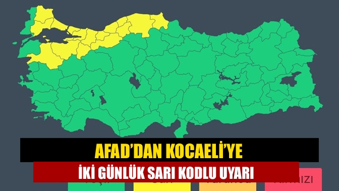 AFAD, Kocaeli'de bu gece itibarıyla beklenen kuvvetli sağanak ve gök