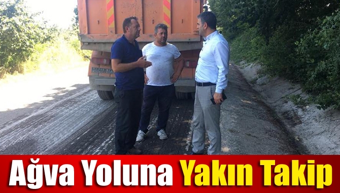 Kandıra Belediye Başkanı Adnan Turan, Kandıra-Ağva yolu üzerinde devam eden
