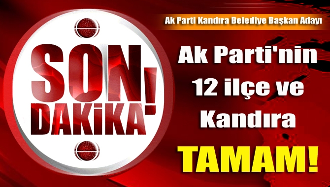 Ak Parti Kocaeli'nin 12 ilçe belediye başkan adayları  netleşti.