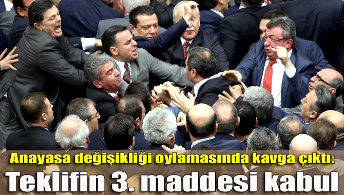 TBMM Genel Kurulunda, Anayasa değişiklik teklifinin 1. turunda, üçüncü maddenin