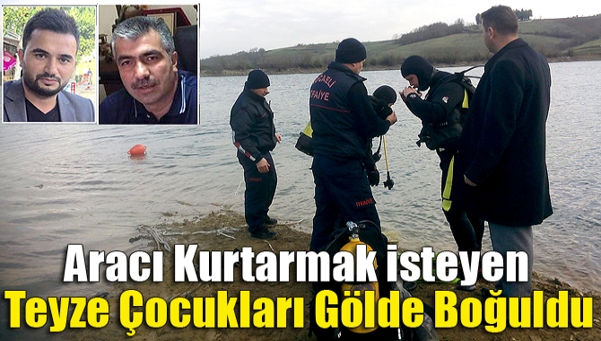 Kandıra Kaymaz Erikli Köyünde bulunan gölde yeni aldıkları off-road aracını