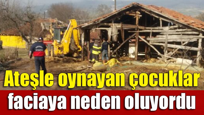 Kandıra’nın Davutlar Mahallesi’nde ateşle oynayan çocuklar, Mehmet Obuz’a ait samanlıkta
