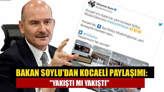 İçişleri Bakın Süleyman Soylu, sosyal medya hesabından yaptığı paylaşımda, "Kocaeli'nin