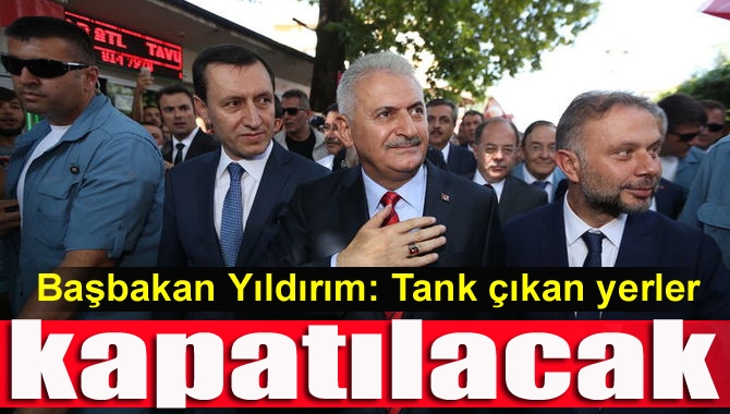 Başbakan Yıldırım, "Kazan Meydanı'ndan herkese ilan ediyorum. Hainlerin yuvalandığı o