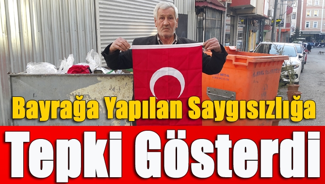 Kandıra’da çöp konteynırına atılmış Türk Bayraklarını bulan vatandaş, yapılan saygısızlığa