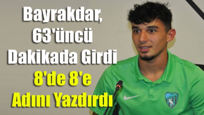 63'üncü dakikada oyuna giren Kocaelispor'un başarılı futbolcusu Kandıralı Bayrakdar 67'de