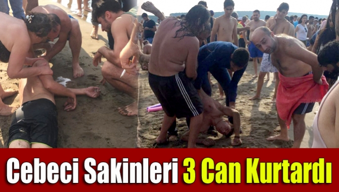 Kandıra Cebeci sahilinde denize giren ve boğulmak üzere olan 3