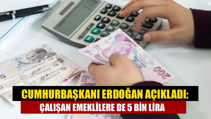 Cumhurbaşkanı Recep Tayyip Erdoğan, çalışan emeklilere de tek seferlik 5