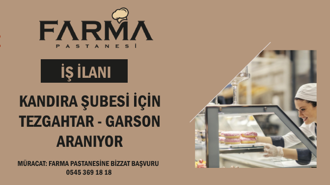 KANDIRA ŞUBESİ İÇİN TEZGAHTAR - GARSON ARANIYOR