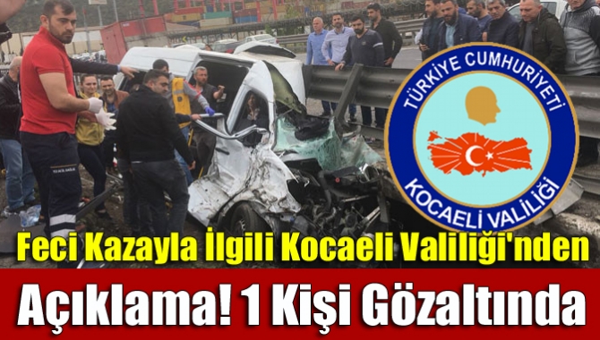 Kocaeli Valiliği, Dilovası'nda meydana gelen, 1 kişinin öldüğü ve Vali