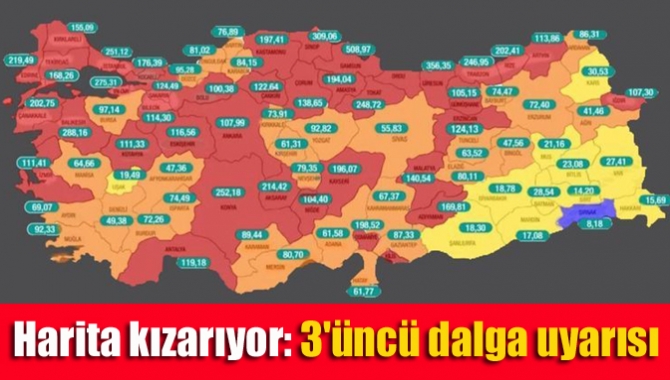 Sağlık Bakanlığı’nın yeni haritasında 39 il tamamen kırmızıya dönerken, haritanın