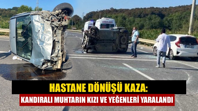 Sakarya’nın Kaynarca ilçesinde kontrolden çıkarak taklalar atan ticari araç önündeki