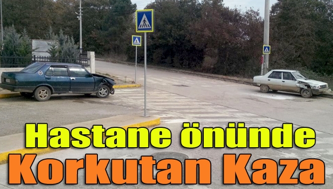 M. Kazım Dinç Kandıra Devlet Hastanesi’nin girişinde iki araç kafa