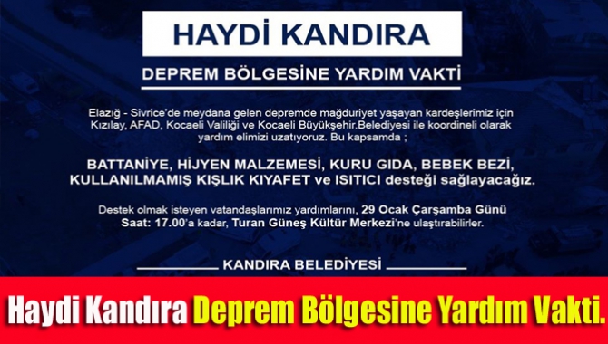 Kandıra Belediyesi Kızılay Kandıra Şubesi, AFAD Kocaeli Valiliği ve Kocaeli