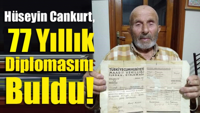 90 yaşındaki Hüseyin Cankurt, eski eşyaları karıştırırken 77 yıllık, bugünkü