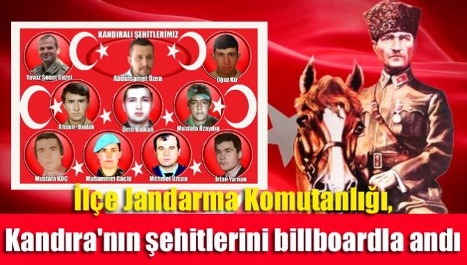 Kandıra ilçe Jandarma Komutanlığı, billboarda üzerinde Başkomutan Mustafa Kemal Atatürk