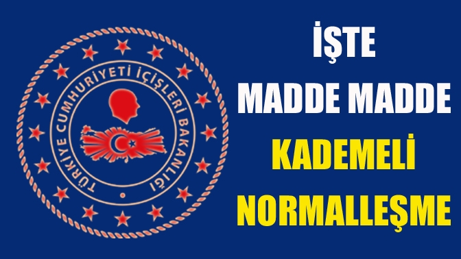 İçişleri Bakanlığı, 17 Mayıs sabat 05.00'ten itibaren uygulanacak kademeli normalleşme