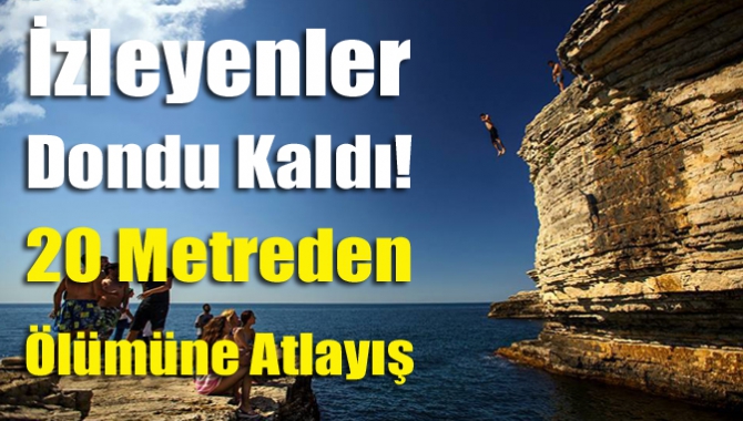 Kandıra'da gençler, tehlikeli olmasına rağmen 20 metre yükseklikteki kayalıklardan denize