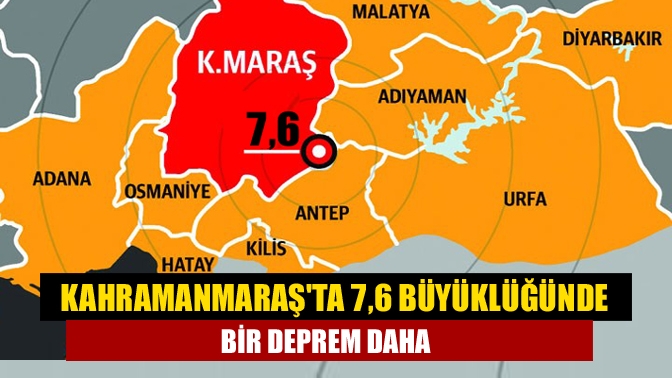 Kahramanmaraş'ta 7,6 büyüklüğünde bir deprem daha meydana geldi. AFAD Deprem