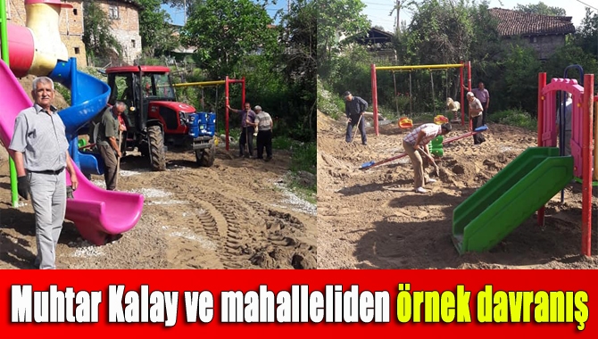 Terziler Mahalle Muhtarı Dursun Kalay, mahalle sakinleri ile birlikte çocuk