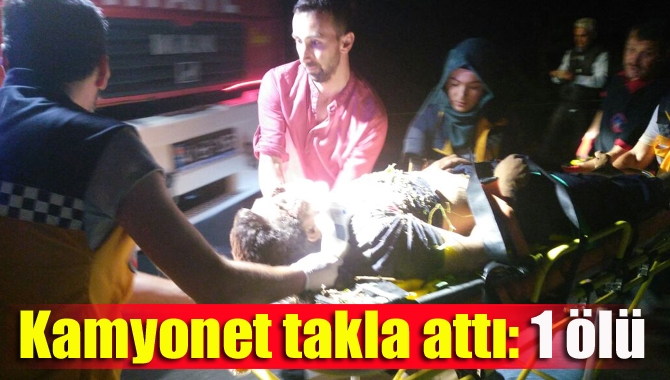 Kandıra-İzmit yolunda takla atarak ormanlık alana devrilen kamyonette araç sürücüsü