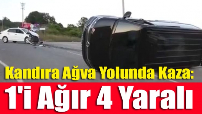 Kandıra Şile- Ağva Yolu Selametli Kavşağında minibüs otomobille çarpışarak yan