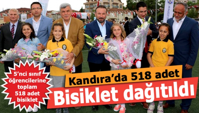 Kandıra Belediyesi ve İzmit Belediyesi'nin ortaklaşa düzenlediği bisiklet dağıtım töreninde