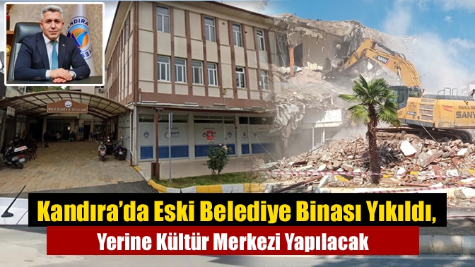 Kandıra’da eski belediye binası kontrollü şekilde yıkıldı, yerine 3 katlı