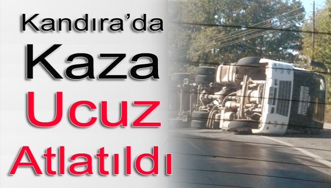 Kandıra-Kefken yolu üzerinde sürücünün direksiyon hâkimiyetini kaybettiği beton mikseri yan