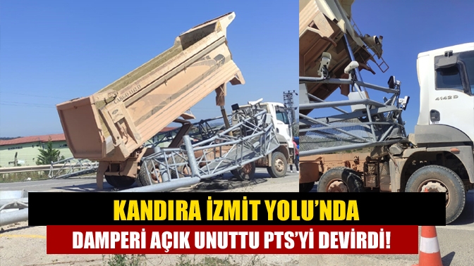 İzmit-Kandıra Yolu’nda damperini kapatmayan kamyon şoförü PTS sistemine takıldı. PTS,