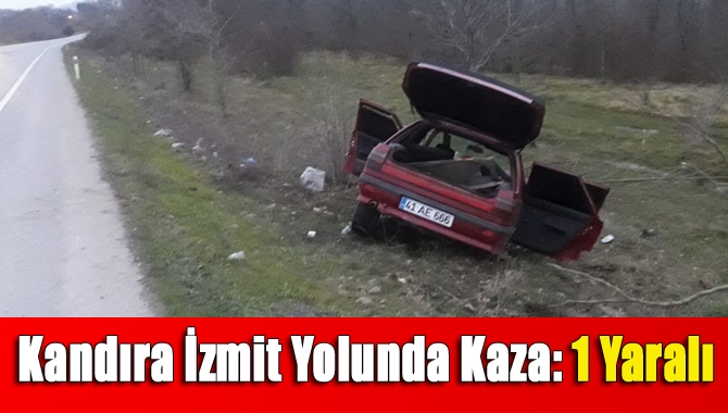 Kandıra İzmit Yolu Yusufça sapağı mevkiinde kontrolden çıkan otomobil yol