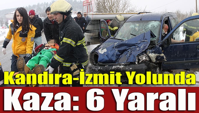Kandıra-İzmit yolu üzerinde kar yağışı nedeniyle kayganlaşan yolda kontrolden çıkan