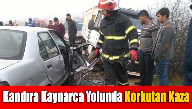 Kaynarca-Kandıra yolu arasında meydana gelen kazada iki araç kafa kafaya