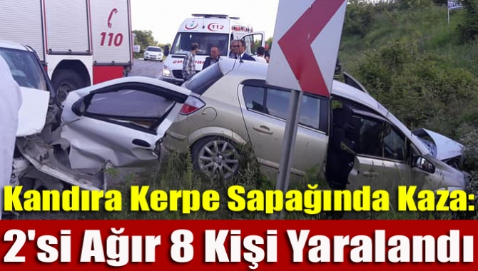 Kandıra Kefken yolu Kerpe ayrımında iki araç kafa kafaya çarpıştı.