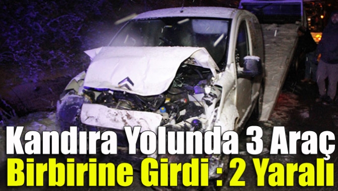 İzmit Kandıra yolu Çayırköy mevkiinde yoğun kar yağışı nedeniyle kontrolden