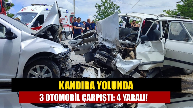 Kandıra İzmit yolu Kırkarmut sapağında 3 otomobilin çarpışması sonucu meydana