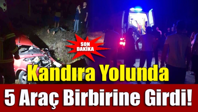 Kandıra yolunda meydana gelen zincirleme kazada 5 araç birbirine girdi.