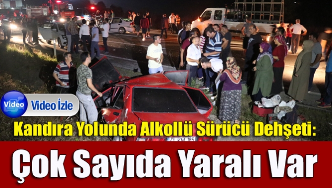 Kandıra'da kontrolden çıkarak ters yönde ilerleyen otomobil, 4 aracı biçti.